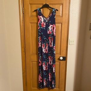 Navy Floral Maxi Dress